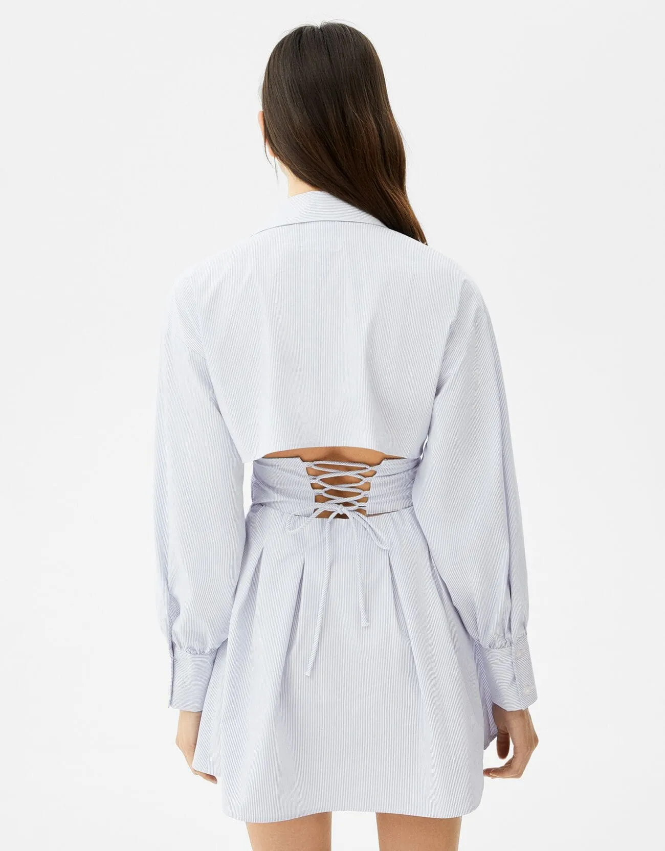 Minihemdkleid aus Popelin mit Corsage-Detail